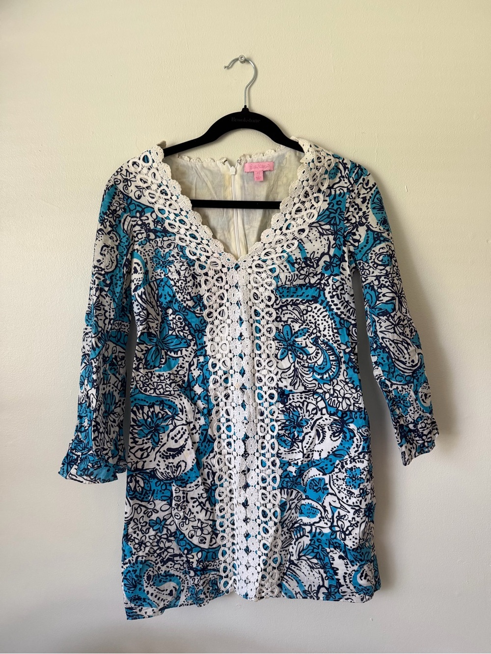 Lilly Pulitzer Blue Hippie Shake Crochet-Trim Tunic Dress